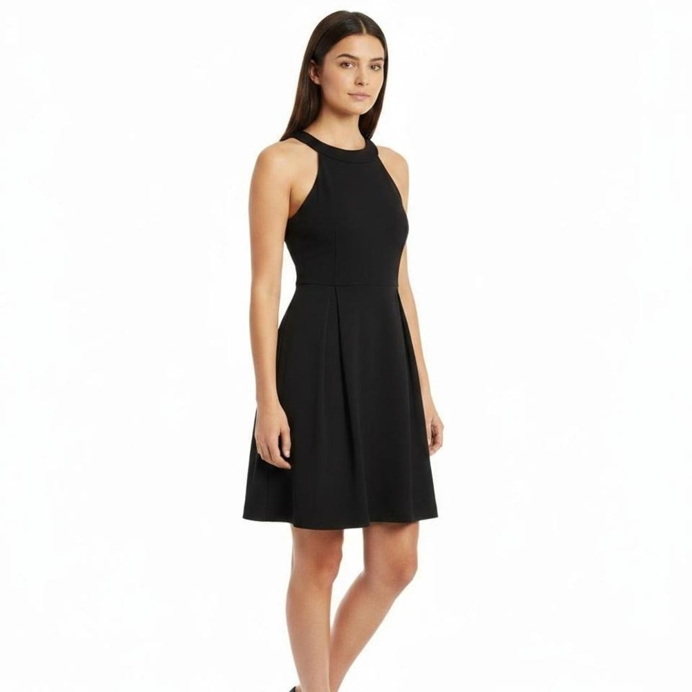 3/$15‎ GAP Size Medium Solid Black A-Line Zipper Pleated Dress